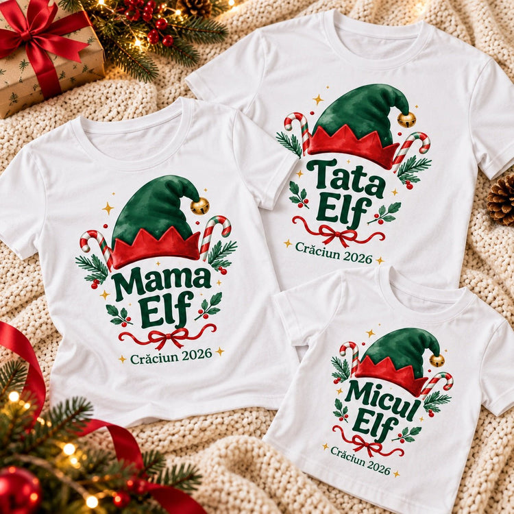 Set Tricouri de Crăciun pentru familie – Echipa de elfi - Atelier Magic