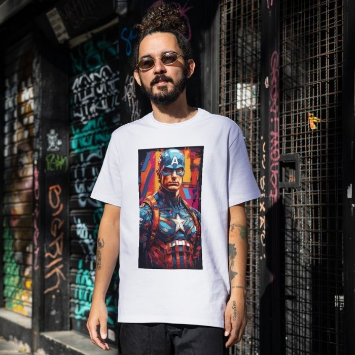Tricou Personalizat „Captain America Neon Art” - Atelier Magic