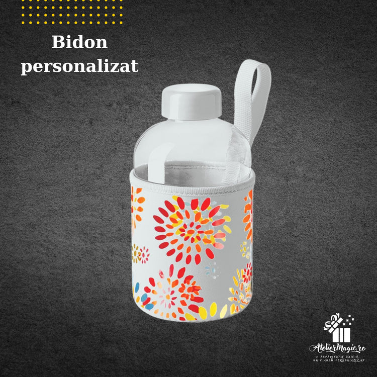 Bidon sticlă cu husă personalizabilă - Cadouri Personalizate 