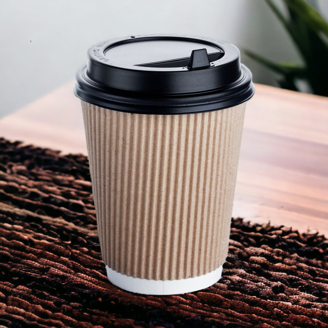 Capac pentru pahar carton 8/12 OZ negru - 100 buc - Cadouri Personalizate