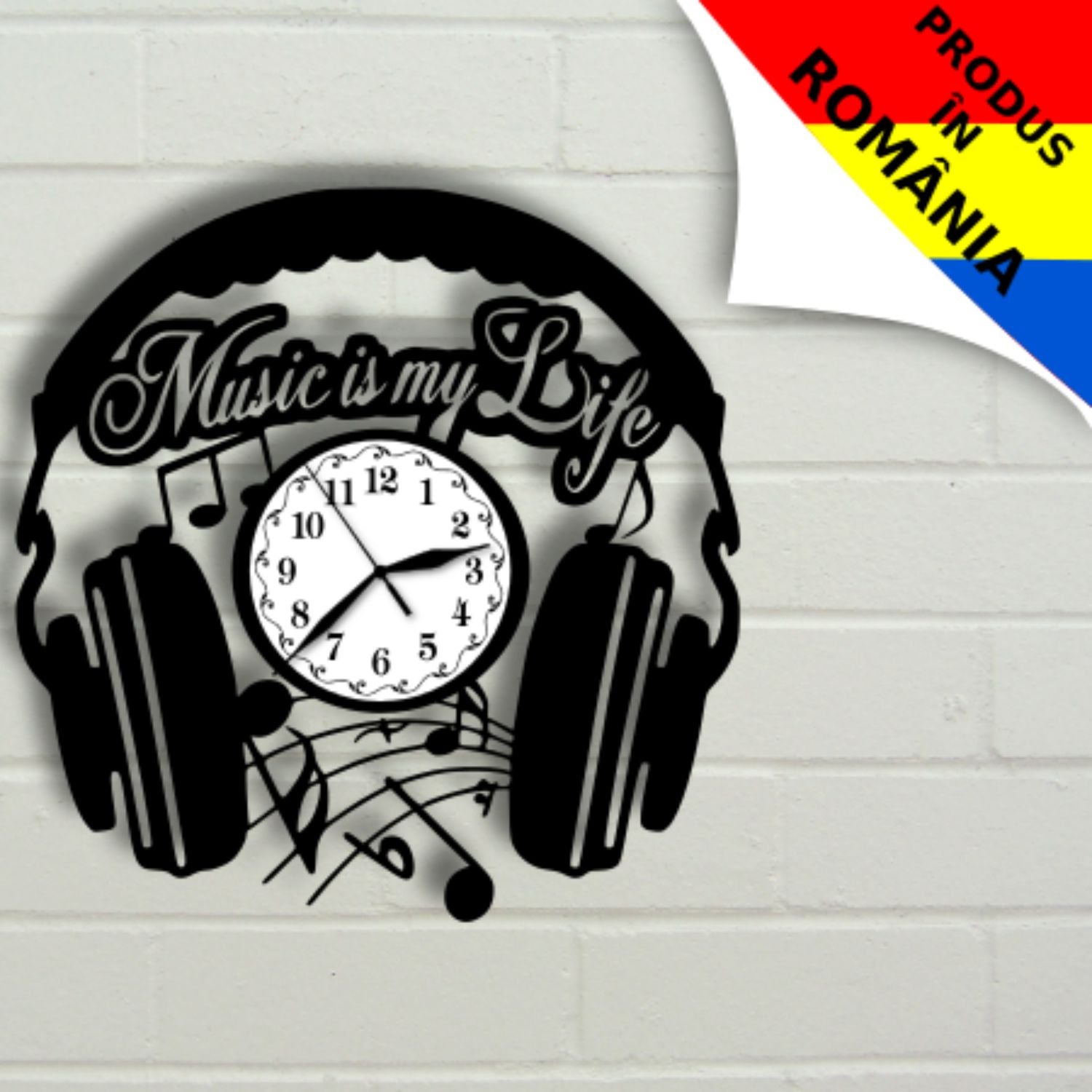 Ceas cadou cu casti audio - Music is my life - Cadouri Personalizate