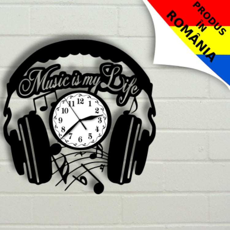 Ceas cadou cu casti audio - Music is my life - Cadouri Personalizate