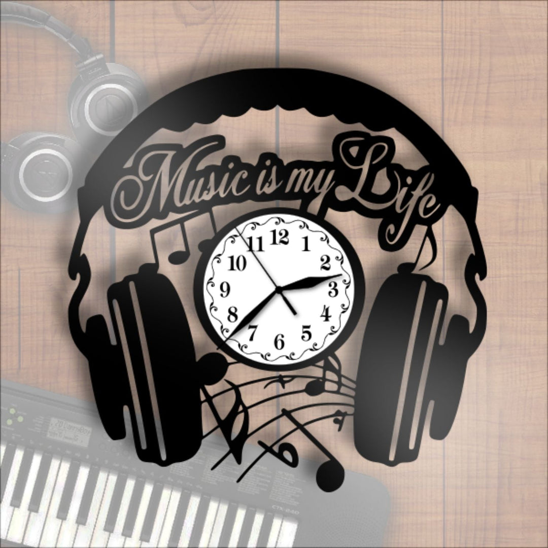 Ceas cadou cu casti audio - Music is my life - Cadouri Personalizate