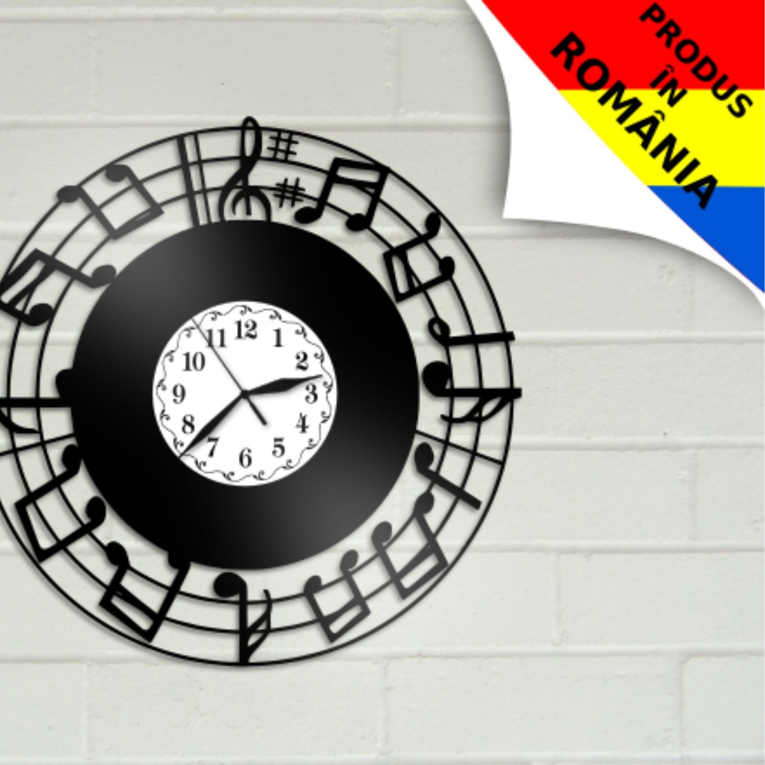 Ceas cadou cu note muzicale - model 2 - Cadouri Personalizate