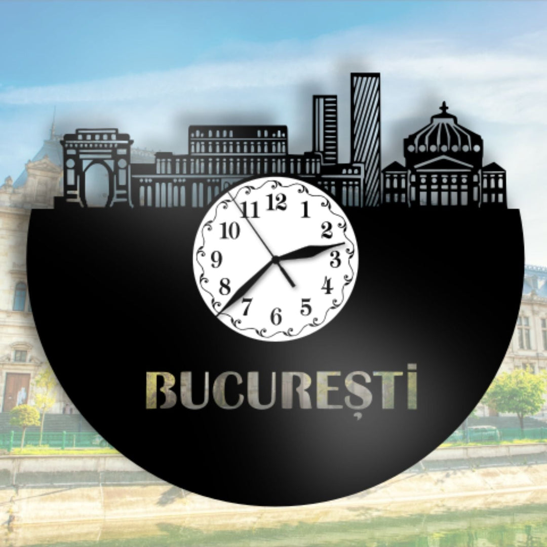 Ceas cadou cu orasul Bucuresti - Cadouri Personalizate