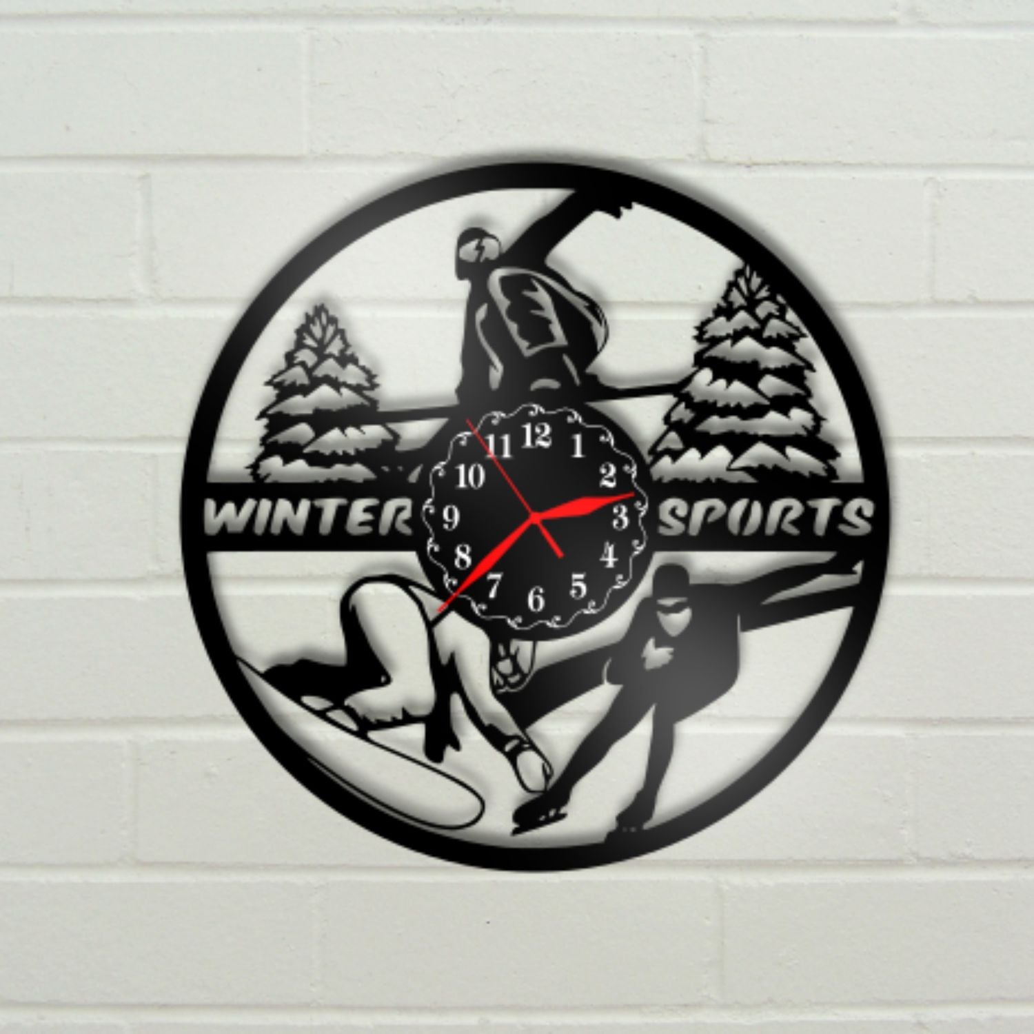 Ceas cadou cu sporturi de iarna schi, snowboard, patinaj - Cadouri Personalizate