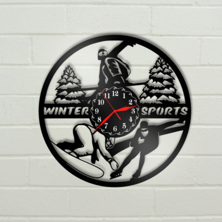 Ceas cadou cu sporturi de iarna schi, snowboard, patinaj - Cadouri Personalizate