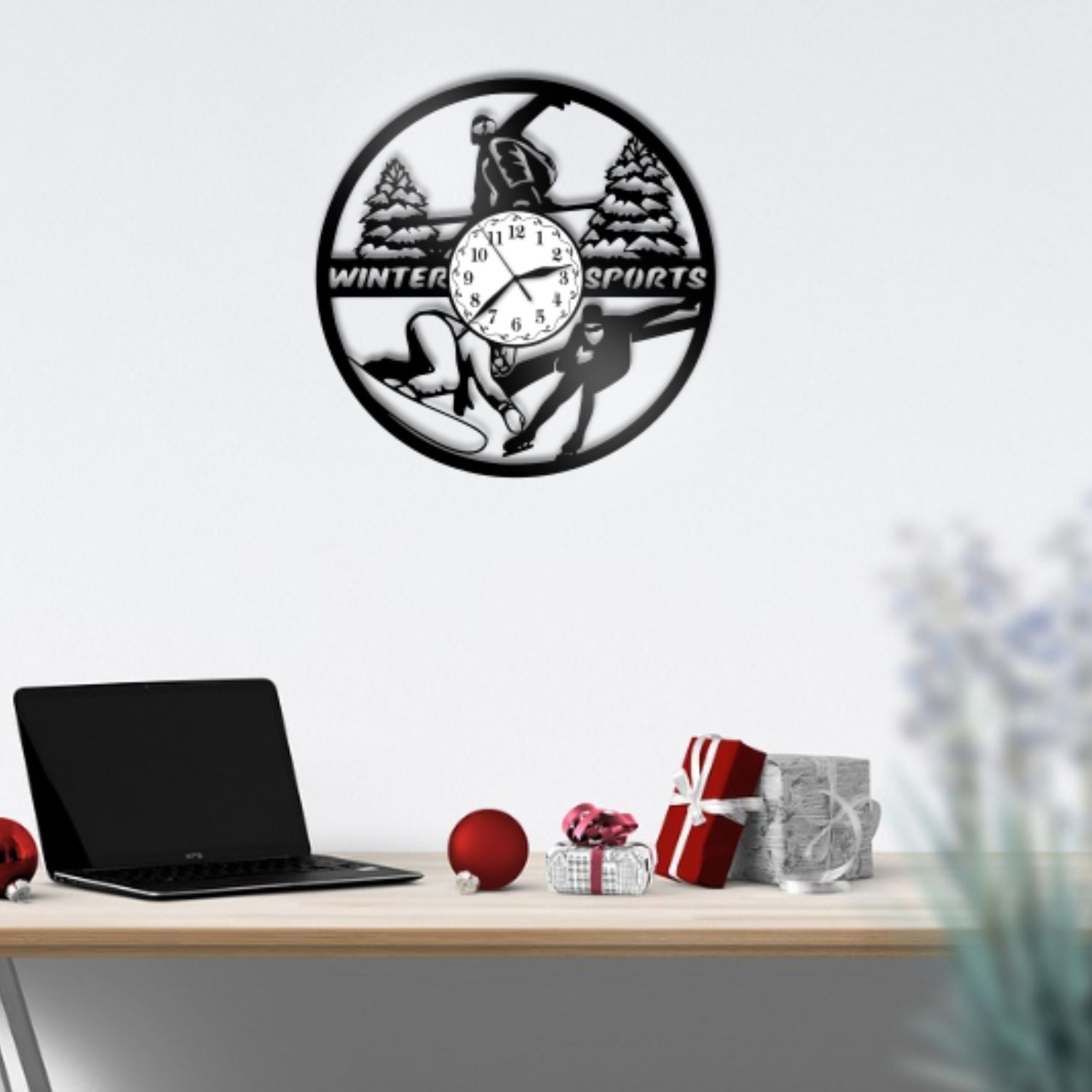 Ceas cadou cu sporturi de iarna schi, snowboard, patinaj - Cadouri Personalizate