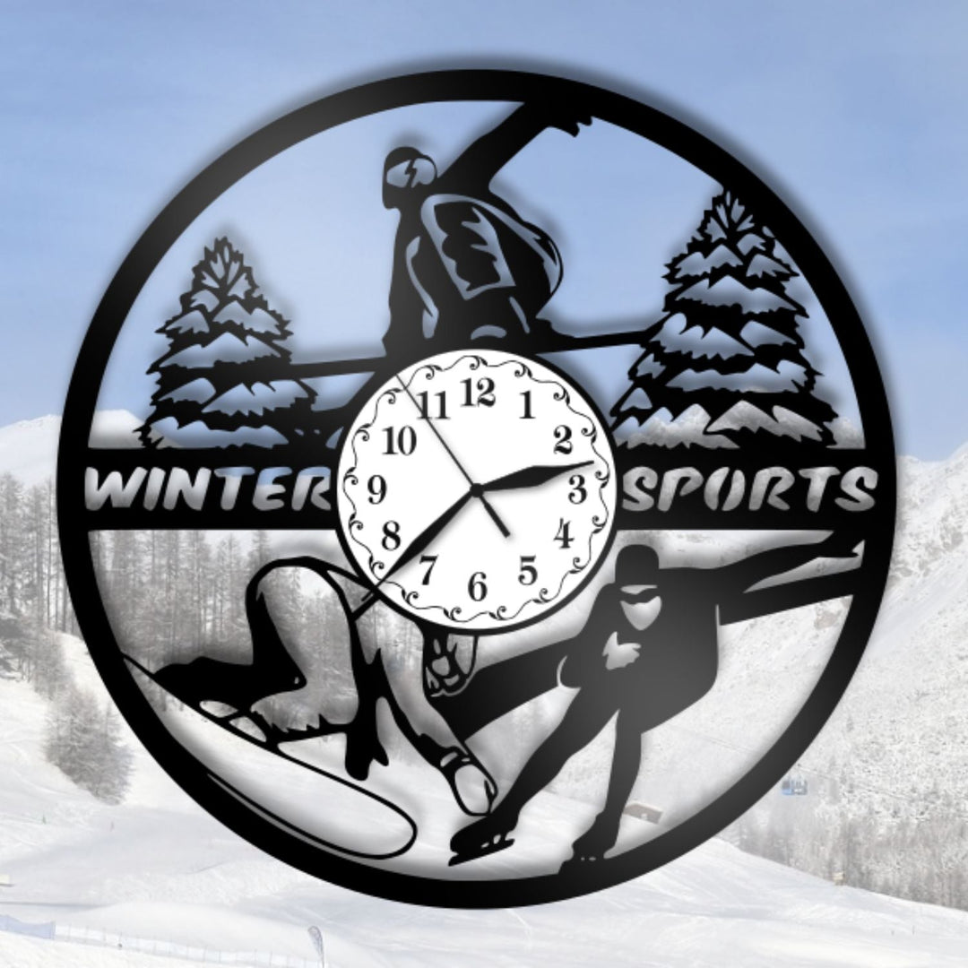 Ceas cadou cu sporturi de iarna schi, snowboard, patinaj - Cadouri Personalizate