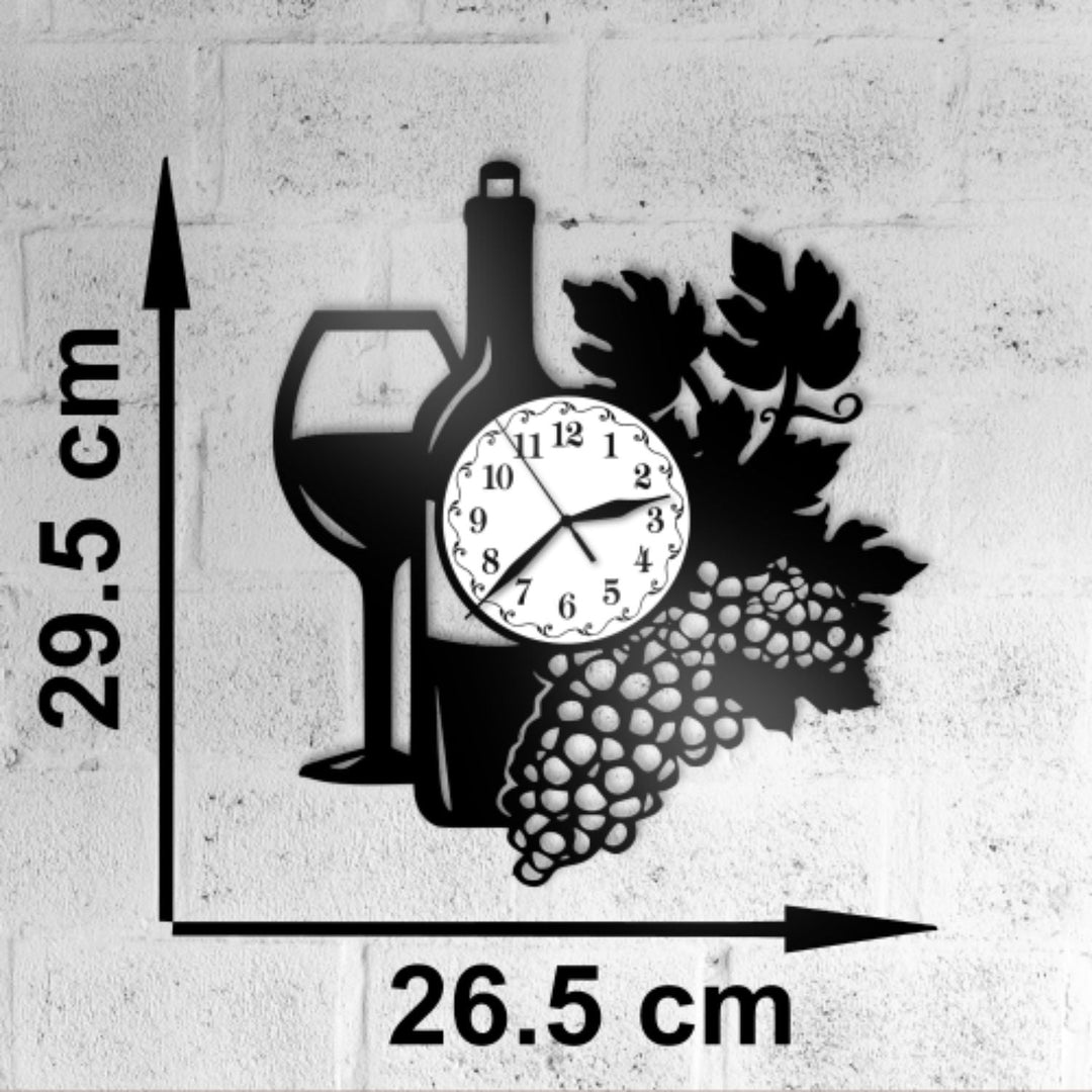 Ceas cadou cu sticla si pahar de vin - Cadouri Personalizate