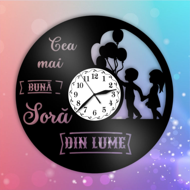 Ceas cadou pentru sora - fata si baiat - cea mai buna sora din lume - Cadouri Personalizate