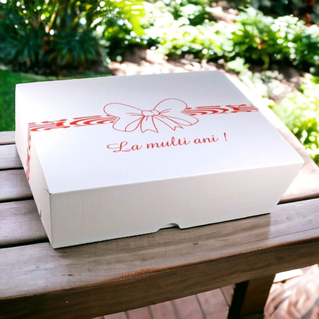 Cutii tort imprimeu "La multi ani" 41x51x16 cm - 25 buc - Cadouri Personalizate