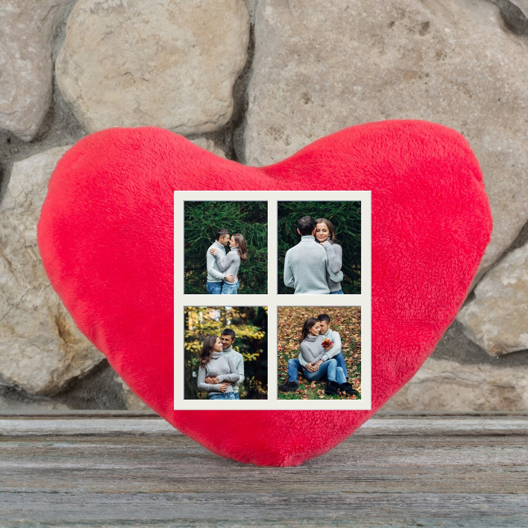 Pernă inimioară personalizată cu patru poze - Cadouri Personalizate 