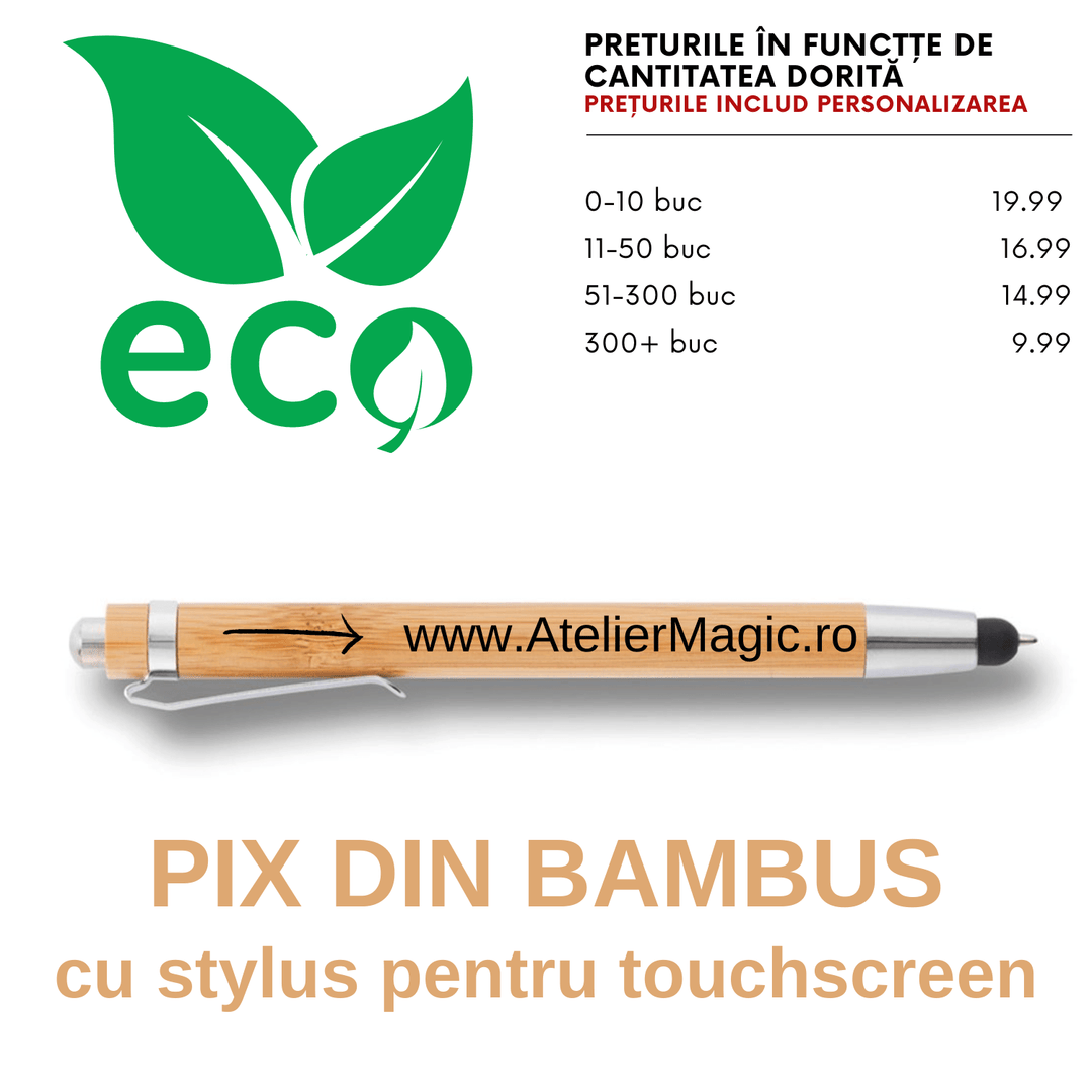 Pix bambus cu stylus personalizat