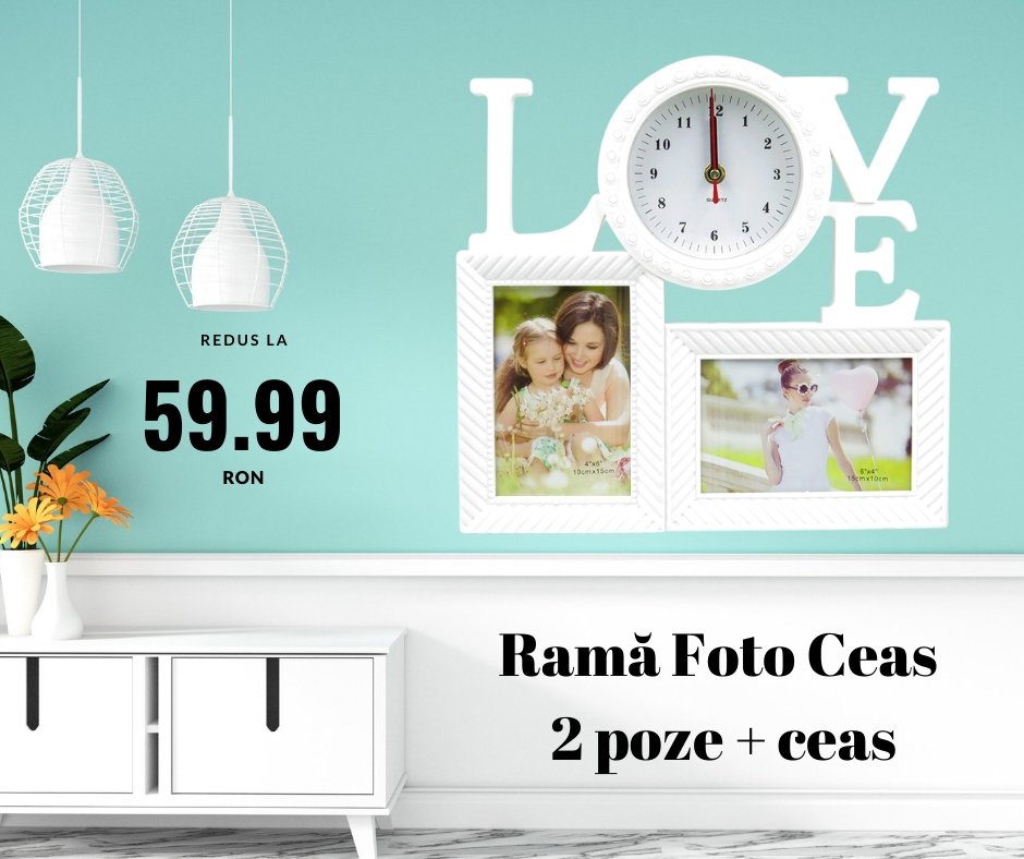 Rama foto ceas LOVE 2 poze - Cadouri Personalizate