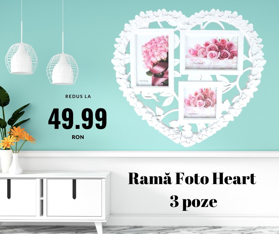 Rama foto colaj Heart 3 poze - Cadouri Personalizate
