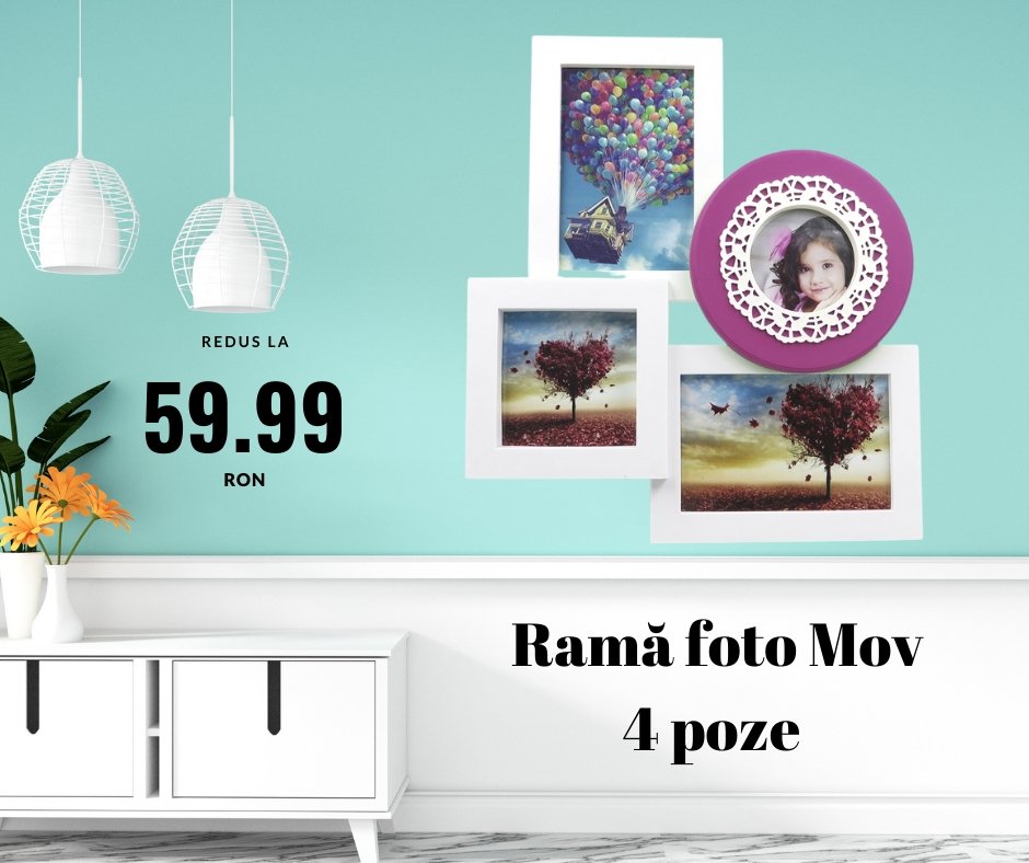 Rama foto colaj Mov 4 poze - Cadouri Personalizate