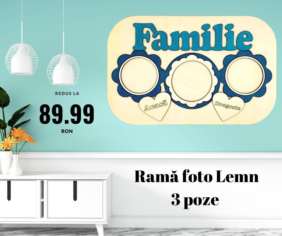 Rama foto lemn FAMILIE - Cadouri Personalizate