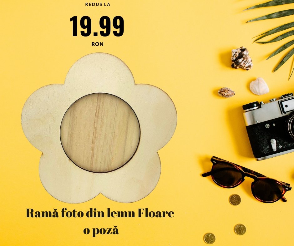 Rama foto lemn floare - Cadouri Personalizate