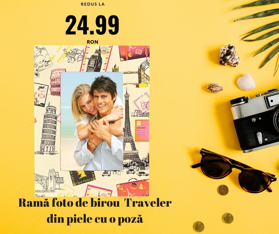 Rama foto piele TRAVELER - Cadouri Personalizate