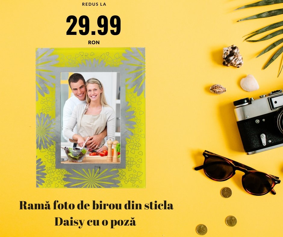 Rama foto sticla Daisy - Cadouri Personalizate