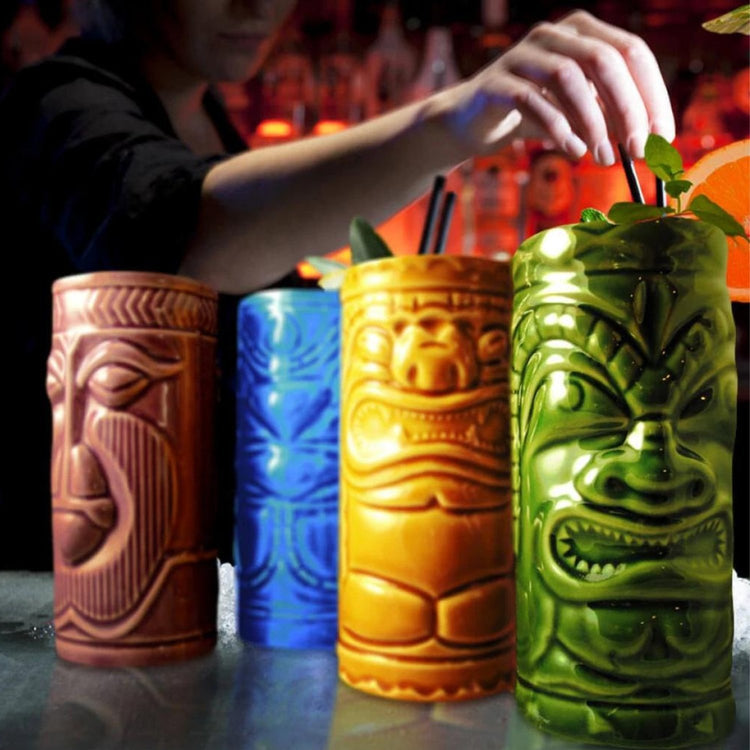 Set 4 căni exotice din ceramica - Tiki Mugs - Cadouri Personalizate