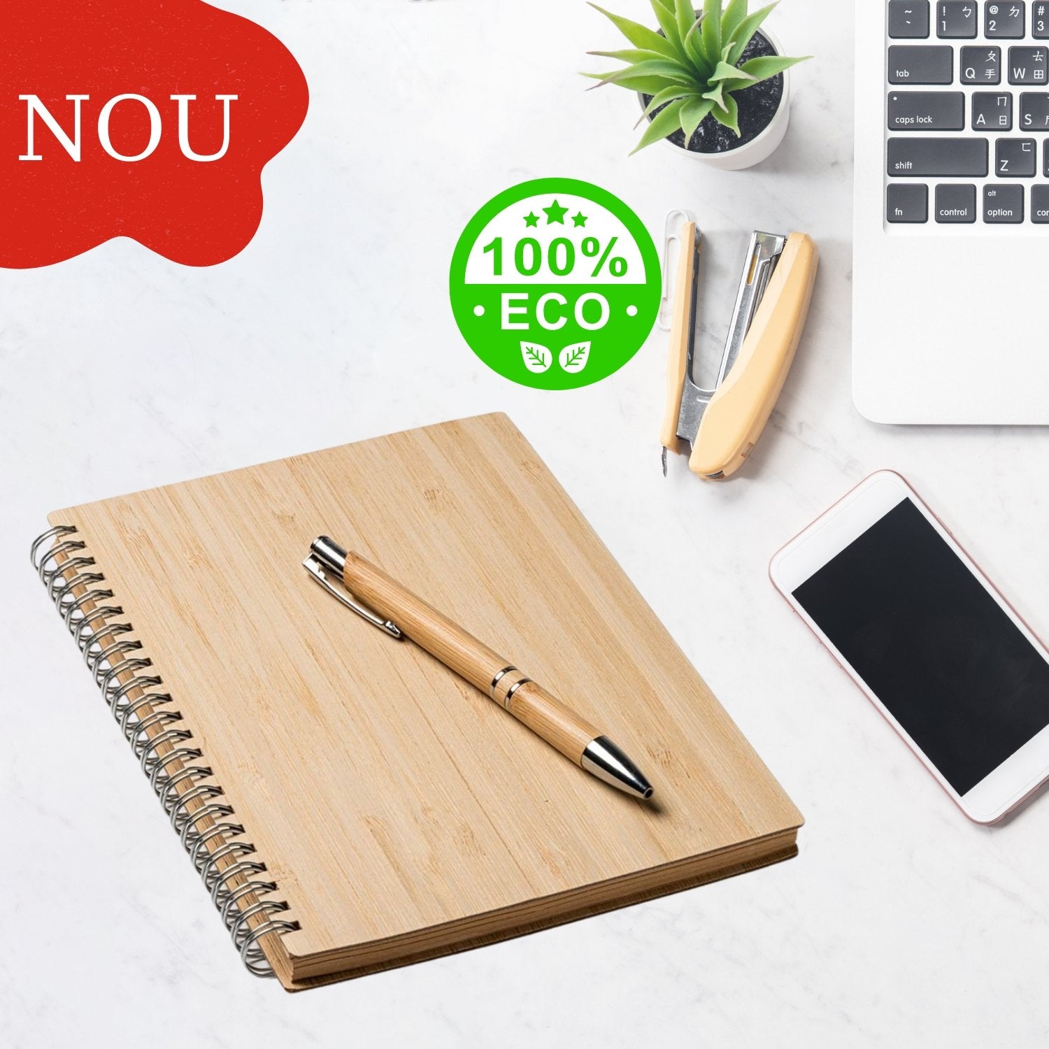 Set agendă si pix ambele din bambus Personalizat – Atelier Magic