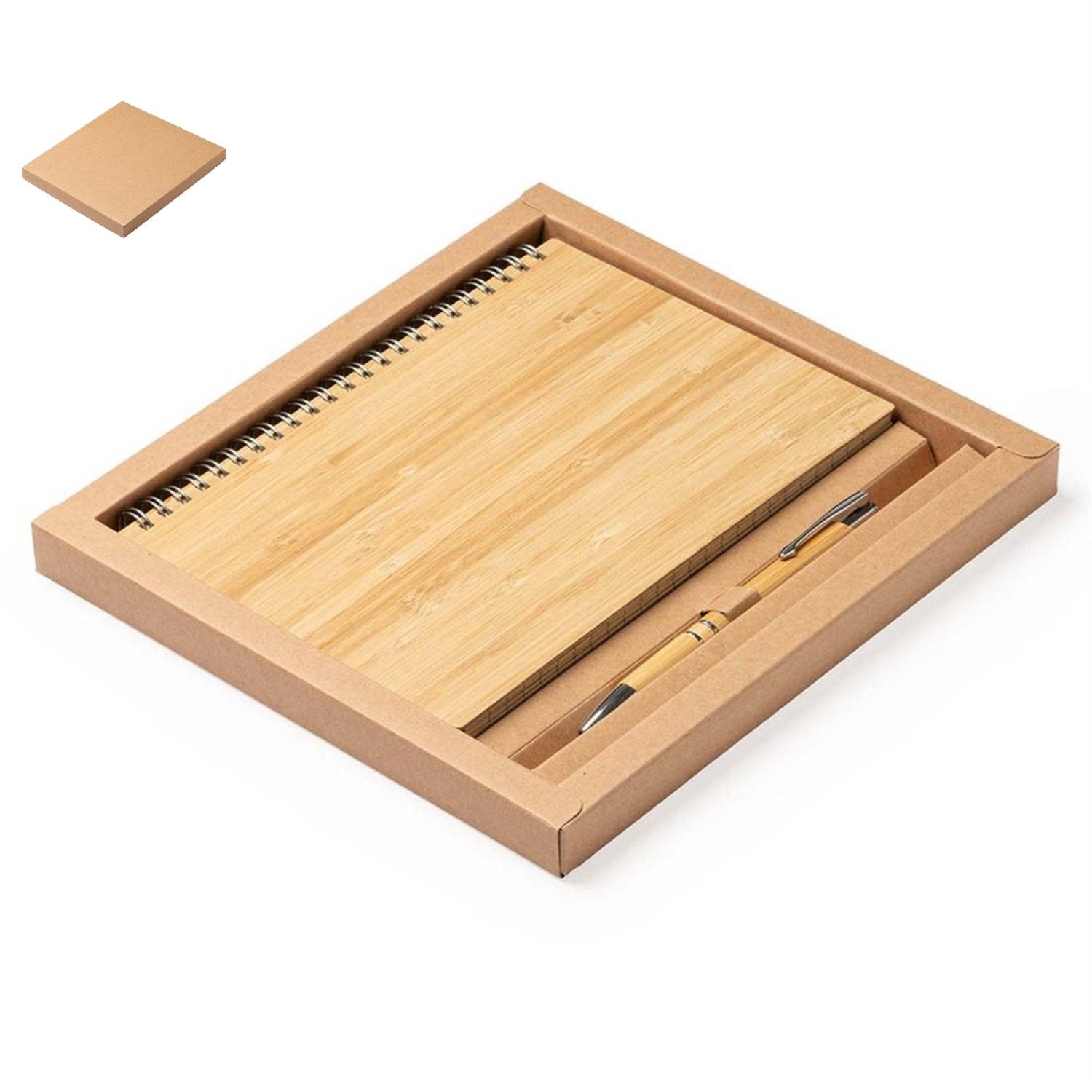 Set agendă si pix ambele din bambus Personalizat – Atelier Magic