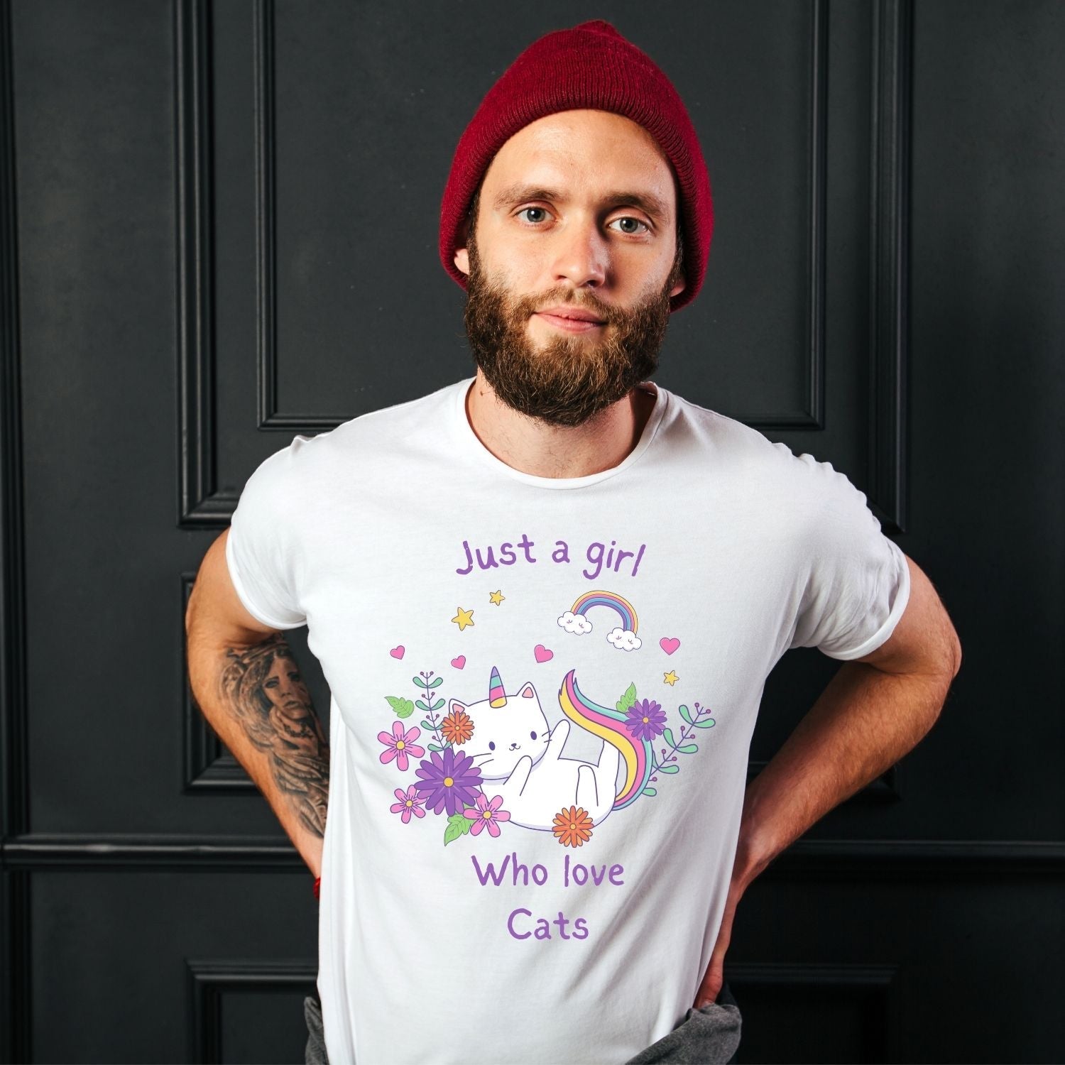 Tricou "just a girl who loves cats" - Cadouri Personalizate